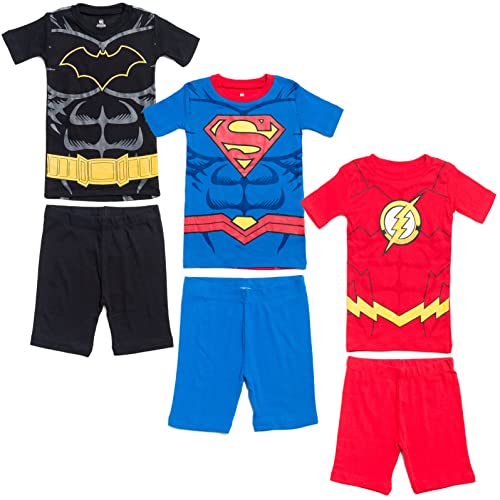 Dc Comics Justice League Batman Superman The Flash Big Boys Pajama Shirts Shorts Black / Blue / Red 10-12 #TOP18