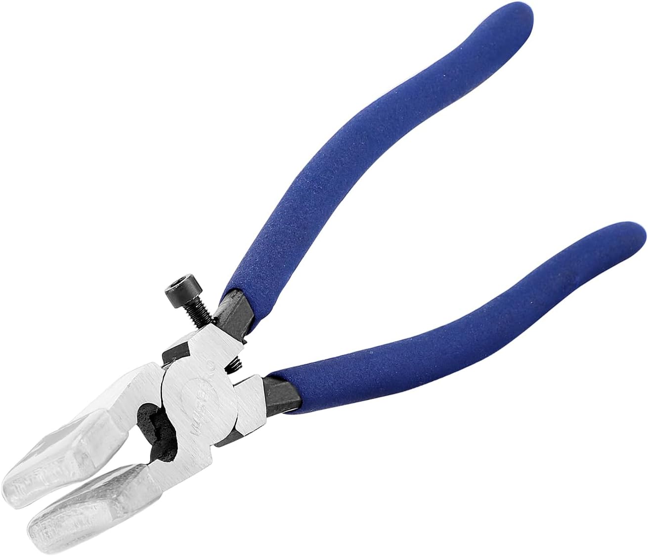 8 Inches Glass Running Pliers with Rubber Tips, Glass Plier with Curved Jaws, Heavy Duty Key Fob Pliers Tool for Stained Glass Cutting Mosaics Breaking