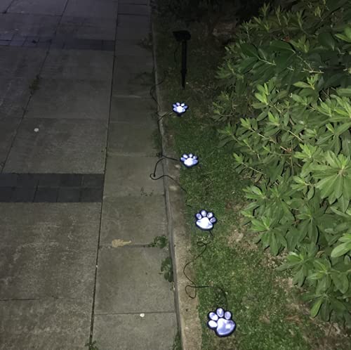 4 luci solari a forma di zampa di cane da giardino, lanterna a LED da 7,6 cm, la