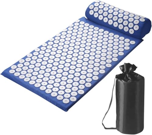 Neakarfer 指圧ピンクッションヨガザメバートマッサージ痛み緩和針枕マッサージマットヨガマット経絡マットマッサージ理学療法体操マットツボリラックスヨガマット (ブルー)