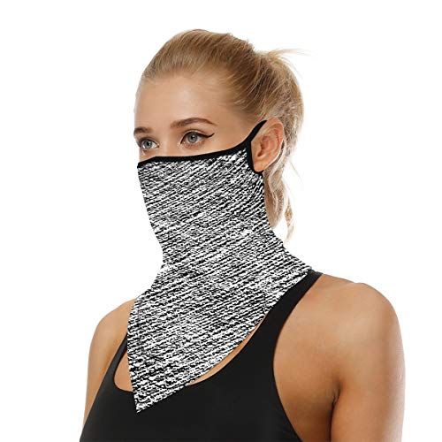Face Balaclava for Women Men Neck Gaiter with Ear Loops Rave Covers Seamless Scarf Half Face Cover Bandana Face Scarf Headband for Workout Dust Wind Cycling Hot Weather,UV Protection Gray-02