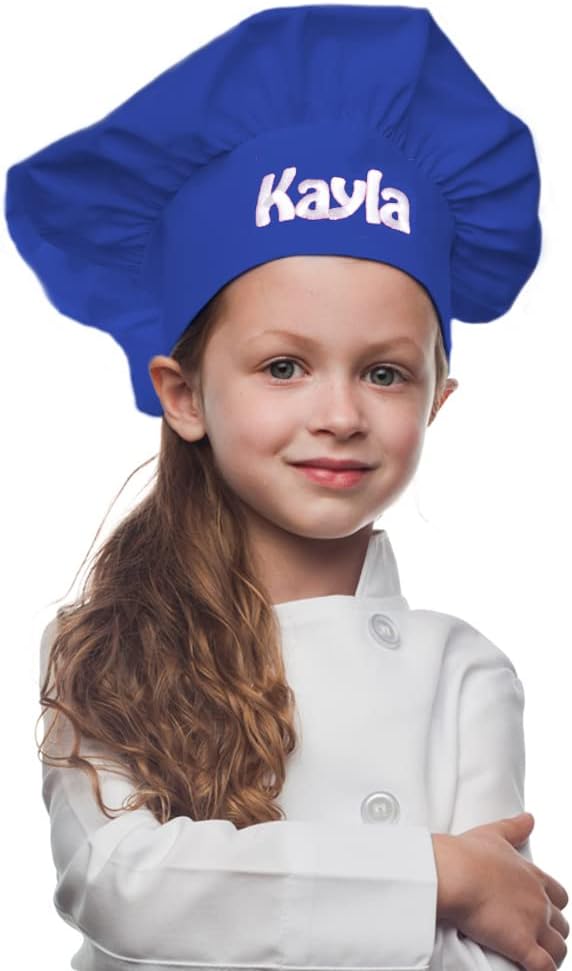 My Little DocPersonalized Royal Blue Kids Chef Hat, Poly/Cotton Twill Fabric