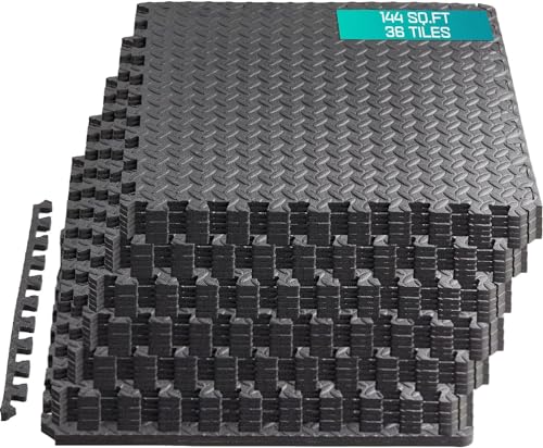 Yes4All EVA Interlocking Mats, Puzzle Floor Tiles, Foam Floor Padding with Border for Furniture,...