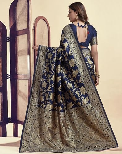 Image of Women's Banarasi Saree Pure Kanjivaram Silk Saree Soft Design Wear Pattu Sarees Cotton With Blouse Piece Kanchipuram for Wedding new ladies sadi