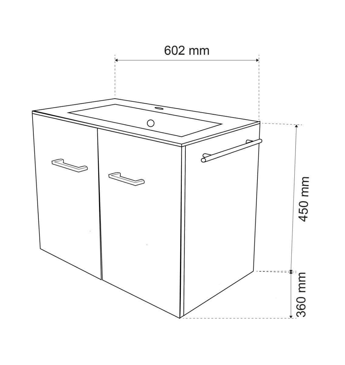Kiamami Valentina - Mobile Bagno Sospeso Rovere Artisan 60 cm con Lavabo in Ceramica, Specchio 60x80 e Lampada, 2 Ante, Profondità 36 cm, Da assemblare.
