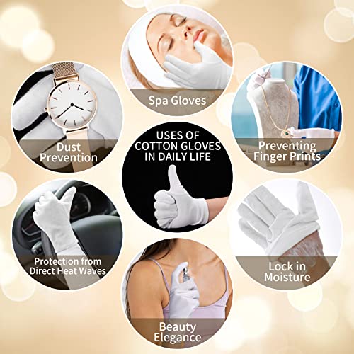 Sibba 2 Pairs Moisturizing Gloves White Cotton Gloves Overnight Bedtime Heal Eczema Sleeping Lotion Hand Spa Treatment Gloves Repair Rough Cracked Dry Chapped Hands Skin #TOP7