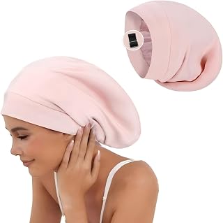 Adjustable Silk Satin Hair Bonnet for Sleeping, Double Layer Hair Wrap Sleeping for Women Men, Silk Satin Lined