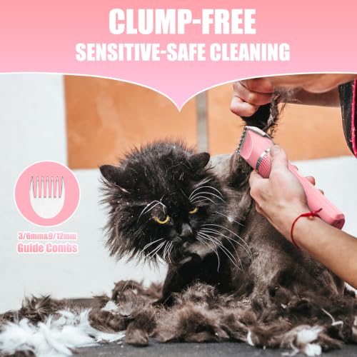 Image of Cat Grooming Clippers Kit with Paw Trimmer, 3 in 1 Electric Pet Hair Trimmer Supplies for Thick Matted Hair, Heavy Coat Butt Shaver Cat Razor Fur Trimmer for Dogs at Home (Pink)
