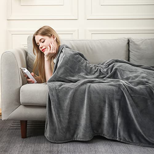 Homlyns Electric Blanket Twin Size With 1-12 Hrs Timer Auto-Off & 10 Heating Levels, Double-Layer Flannel Heated Blanket With Etl Certification, Machine Washable Heating Blanket (62”X 84”, Grey) #TOP6