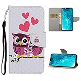 Nadoli Brieftasche Etui für Samsung Galaxy Note 20,Eule Herz Muster Bunt Pu Leder Lanyard Standfunktion Magnetisch Handyhülle Schutzhülle Lederhülle mit Kartenfach