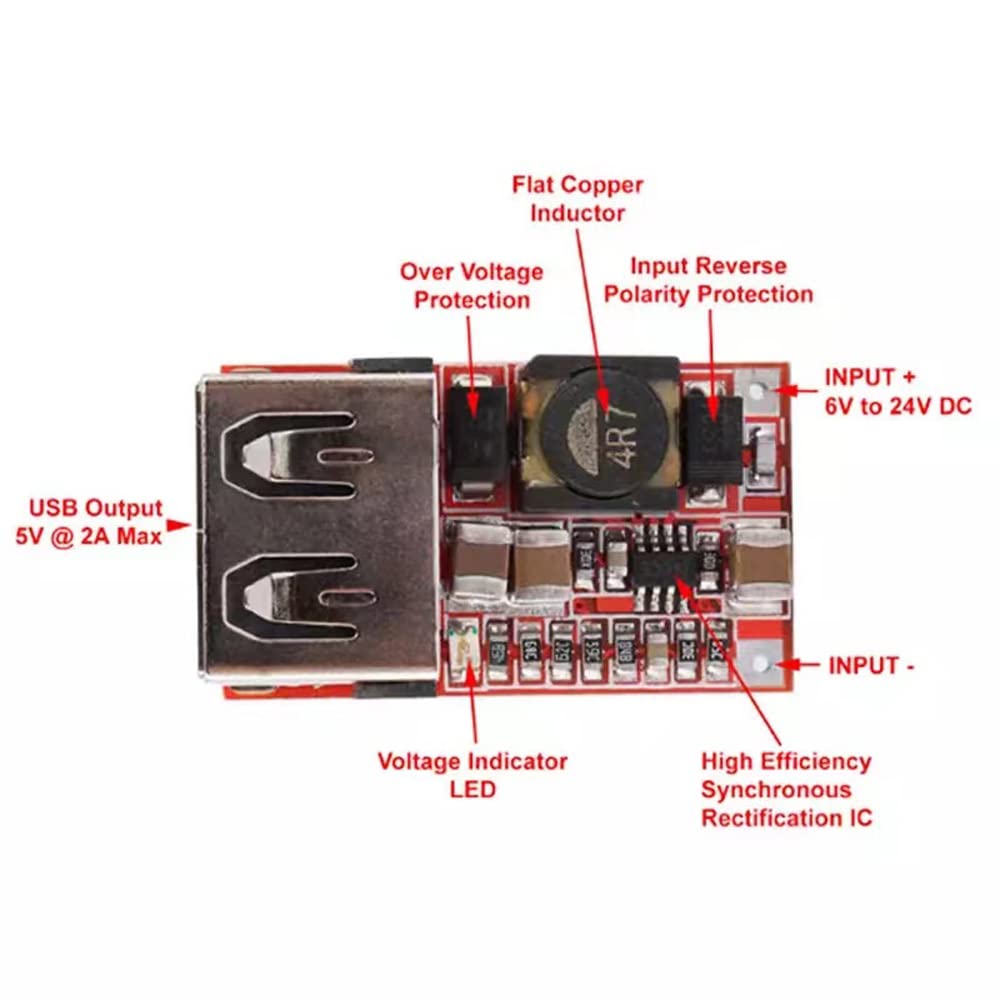 Modulo Convertitore DC-DC USB-C 8-35V A 5V 3A (15W) Per Raspberry Pi E Progetti Arduino