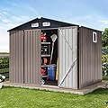 Verano Garden 8'x6' Outdoor Storage Shed, Galvanized Metal Steel Garden Shed with Upgrade Window, Double Door W/Lock, Bike Storage for Backyard, Patio, Lawn (96.85"x63.39"x77.56")