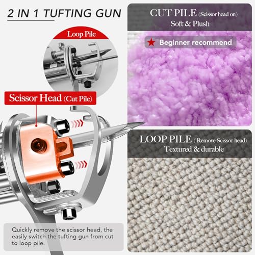 Image of Justuft Rug Tufting Gun with Carpet Trimmer Kit 2 in 1 Rug Gun Machine Starter Kit with Rug Shaver Carpet Making Rug Punch Supplies with Cloth (Transparent)