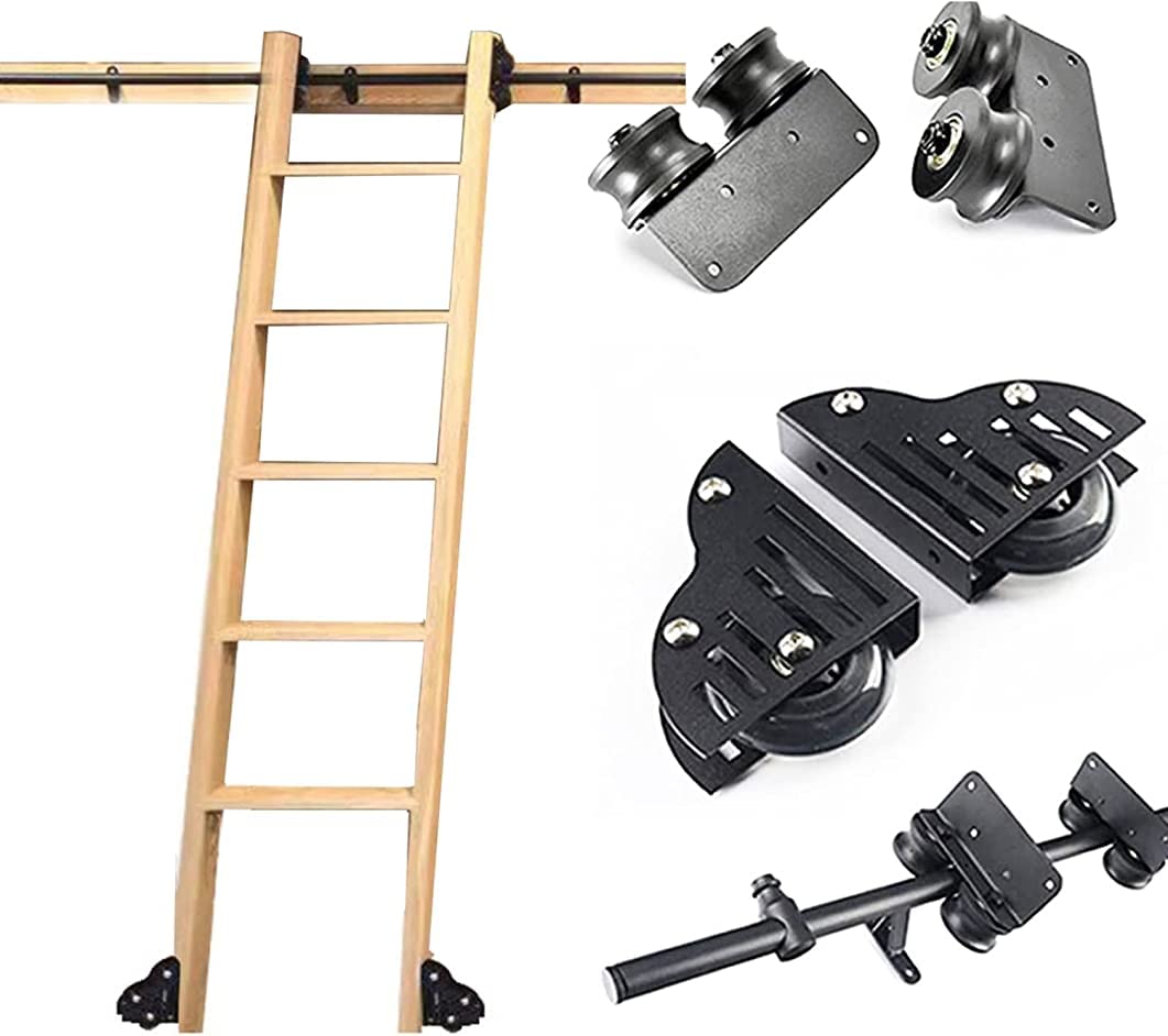 Échelle mobile pour grenier et salon avec rail de quincaillerie complet pour tube rond