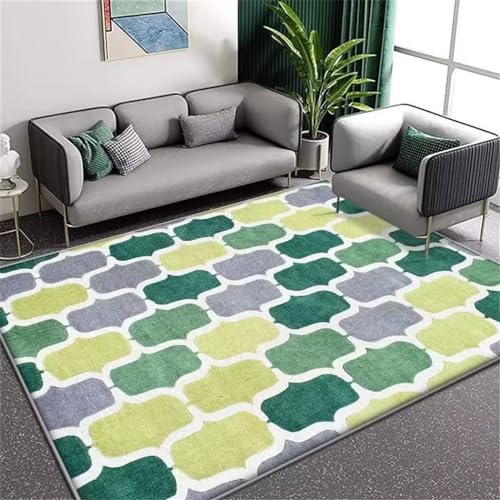 Alfombra habitacion juvenil verde con base de vinilo resistente 2