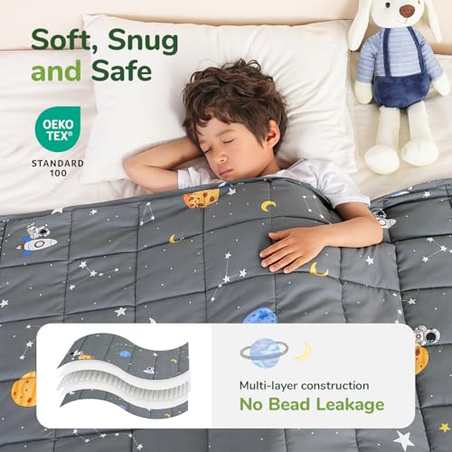 Image of Sivio Weighted Blanket 3lbs, Small Cooling Heavy Blankets, Soft Breathable Weighted Throw Blanket for Sleep, Washable, 36 inchx48 inch-3lb, Grey Sky