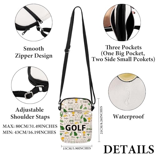VAMSII Golf Lover Gift Golf Words Crossbody Bag Golf Appreciation Travel Bag Golf Souvenir Gift2