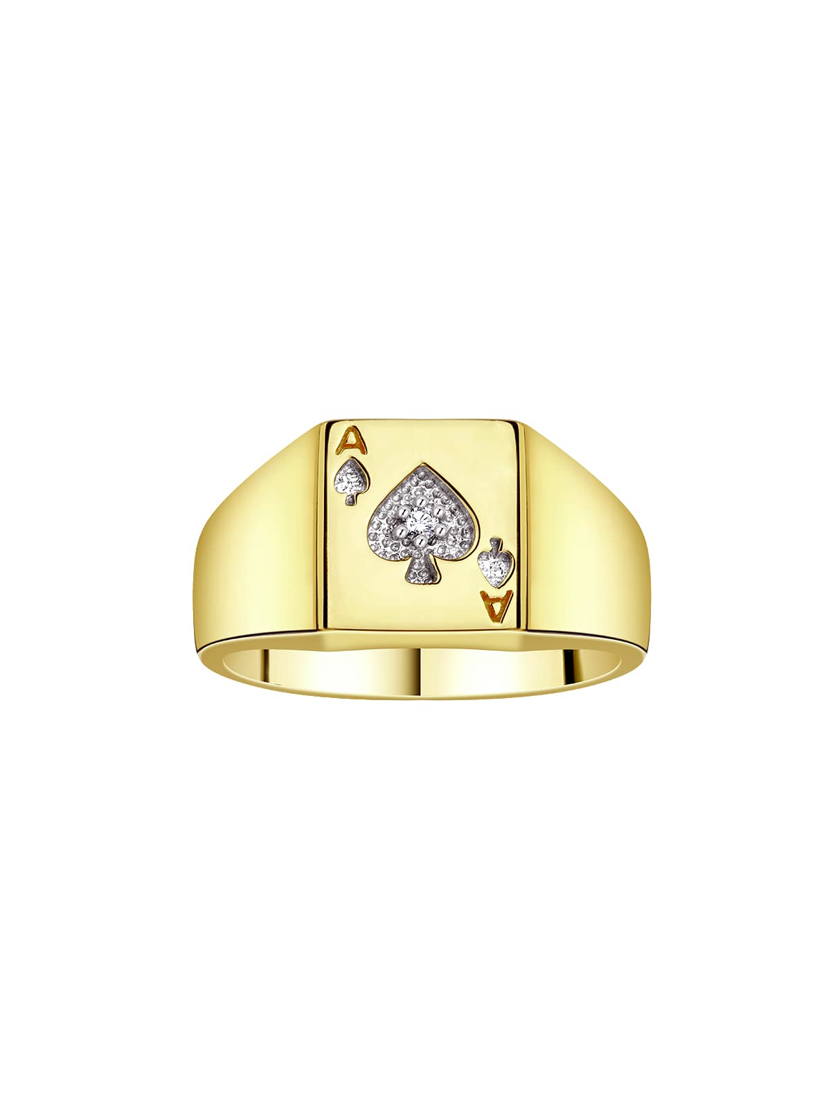 Rylos Ace of Spades Poker Ring with Diamond – Sterling Silver or Gold-Plated, Sizes 6-13
