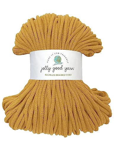 5mm Braided Macrame Cord Rope by Jolly Good Yarn, Soft Recycled Cotton, 100m (500g), Wall & Plant Hangers, Textile Jewellery