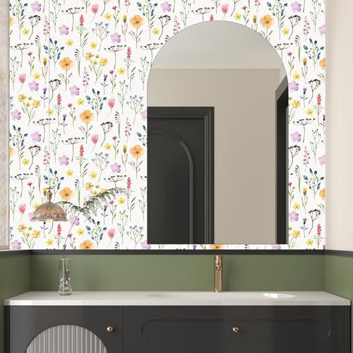 Papel tapiz de flores silvestres autoadhesivo floral extraíble para paredes y armarios 6