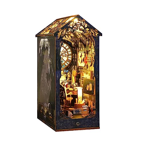 Kit per libri fai da te, 3D in legno per casa delle bambole con supporto per libri e puzzle con luce a LED per adolescenti e adulti (libro investigativo)