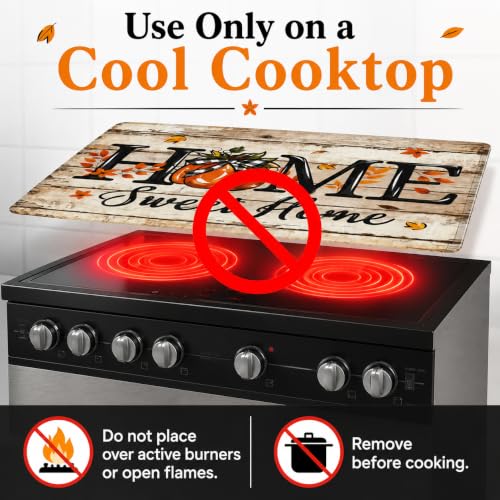 Image of Fall Stove Top Cover for Electric Stove 28 inch x 20 inch Autumn Sweet Home Pumpkin Glass Flat Heat-Resistant Top Stove Mat for Kitchen Ceramic Countertop Oven Induction Cooktop