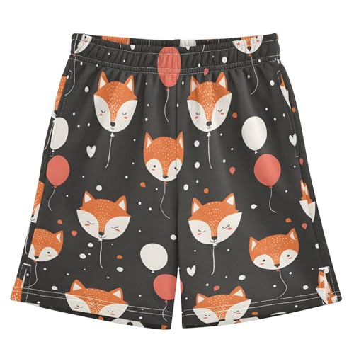 Cute Fox Balloon Boys' Shorts Summer Cotton Adjust Pocket Boys Shorts Size 8 Years Multicolor