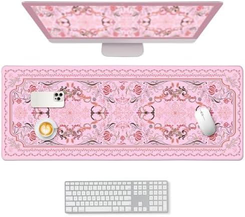 Amazon.com: Large Mouse Pad, Pink Cute Desk Mat with Non-Slip Base, 3mm ...