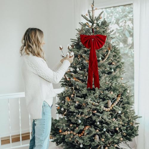 Lazos Navideños Terciopelo Adornos Árbol Navidad Casa Pared Puerta Jardín 4