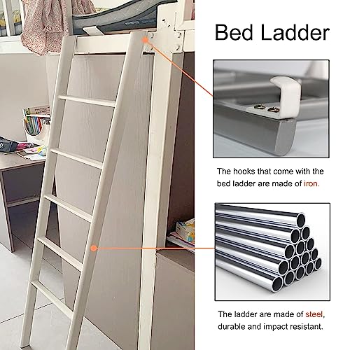 Escalera para subir a la cama tipo loft o litera gemela de 5 escalones blancos 4