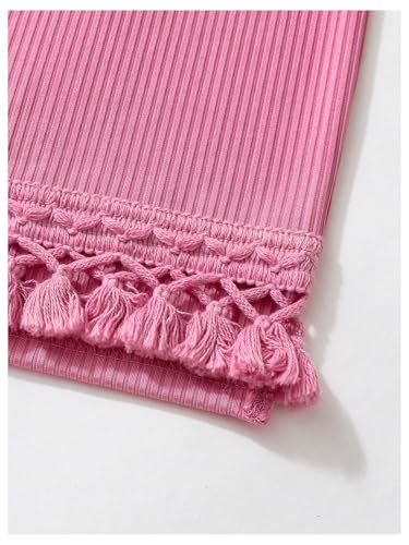 Verdusa Girl's Boho Tassel Halter Dress Sleeveless Slim Fitted Pencil Short Dresses3