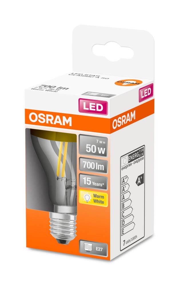 OSRAM LED Retrofit CLASSIC A Mirror Lote de 10 x Bombilla LED, Casquillo E27, 2700 K, 4 W, Equivalente a 37W, Blanco cálido