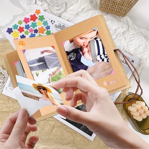 Livre d'accordéon, Couverture rigide Papier Kraft Albums Photo Papier Kraff Albums photo DIY Livre de couverture rigide, stretchable pliant style Kraft Poster Memory Sketchbook