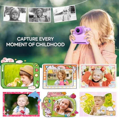 Image of Instant Print Camera for Kids, Toddler Kids Camera Instant Print for 3 4 5 6 7 8 9 10 Years Old Girl Christmas Birthday Gifts, Portable Kid Children Digital Travel Camera Toys for Girls Age 3-12