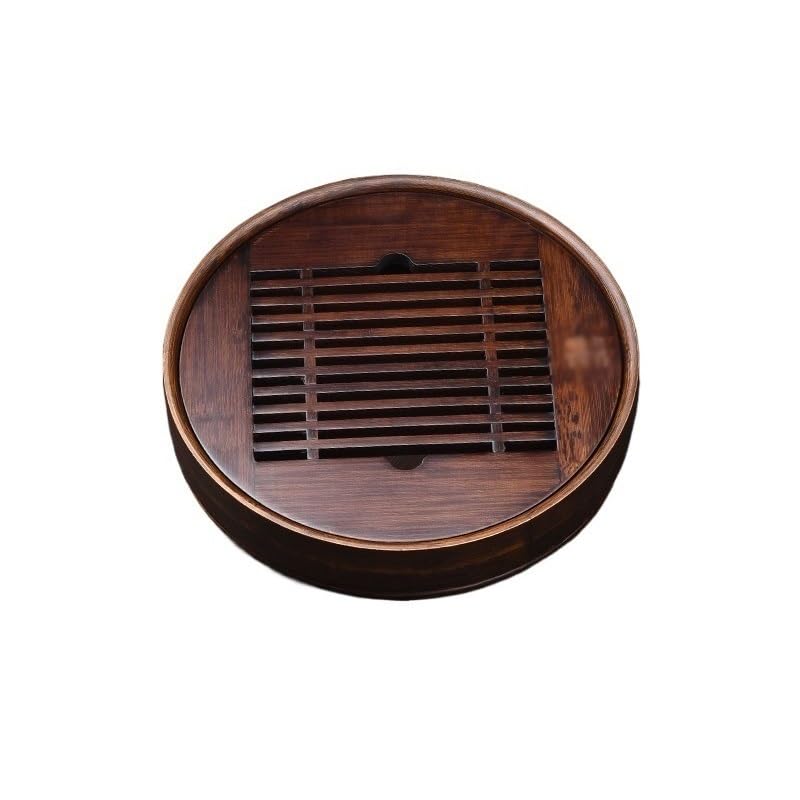 CKKNILV Tea Set Home Walnut Color Water Storage Tea Tray, Round Tea Tray Simple Home Tea Table Tea Tray Chinese Tea Set(S) ()