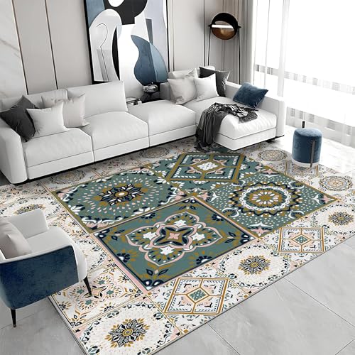 buyluhn Alfombra de dormitorio Marruecos de 120 x 200 cm, pelo corto, suaves, alfombras bohemias lavables en lavadora, alfombra para dormitorio niña habitación