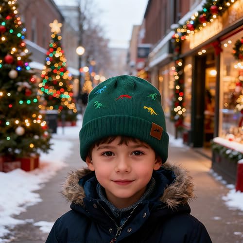 Image of XIAOHAWANG Knit Toddler Beanies Girls Boys Cute Kids Winter Hat Infant Dinosaur Baby Beanie Hats