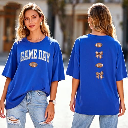 Image of Game Day Shirt Women Football Mom T-Shirt Bow Tshirt