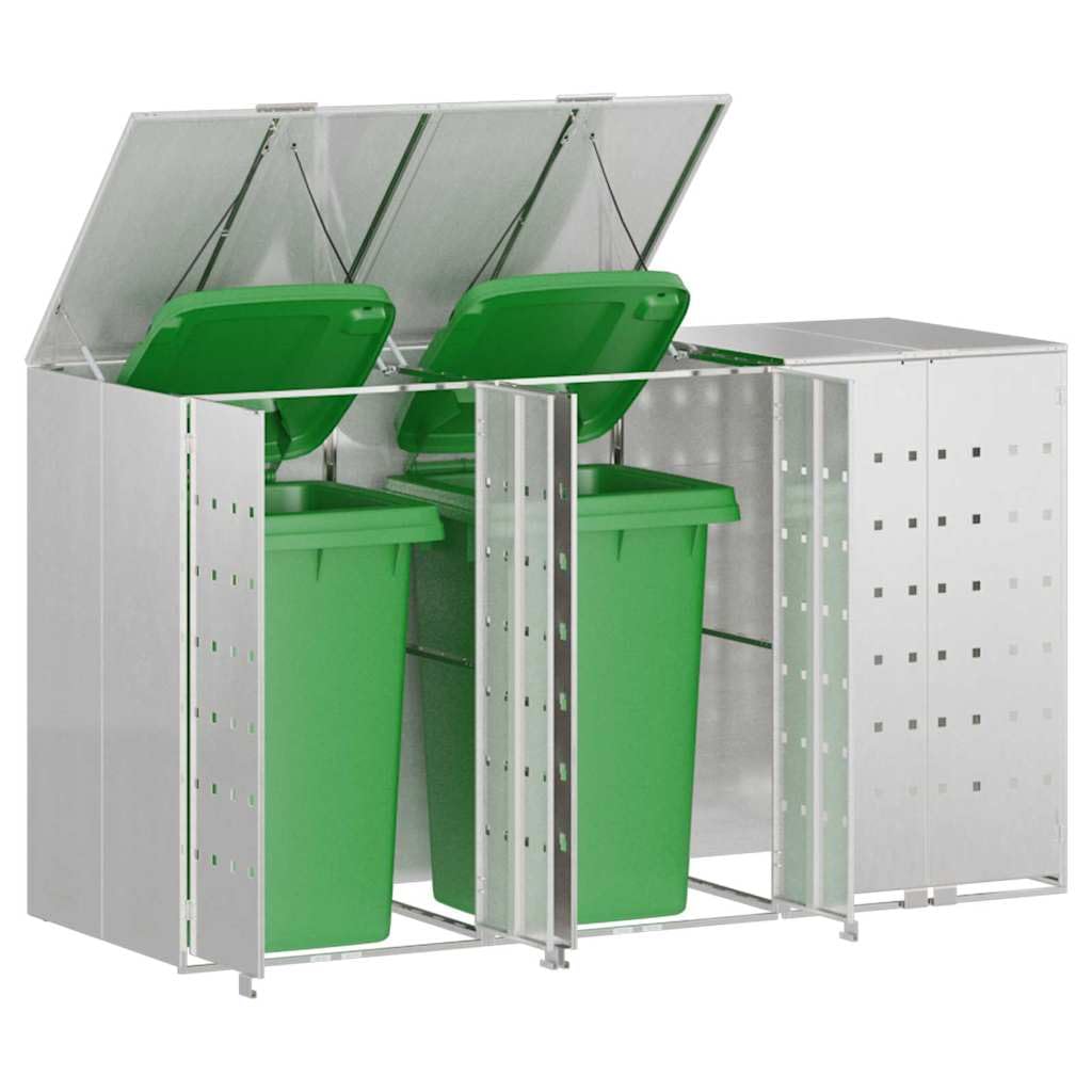 Almacenamiento de Cubos Wheelie para 3 Cubos Plateado,Casa y jardín,Productos del hogar,Accesorios para contenedores de residuos,Soportes para contenedores de residuos,65.1kg-3394789