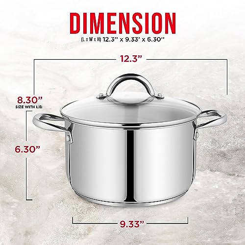 Bakken- Swiss BKSSQ5 Bakken-Swiss Deluxe 5-Quart Stainless Steel Stockpot W/Tempered Glass See-Through Lid thumb #1