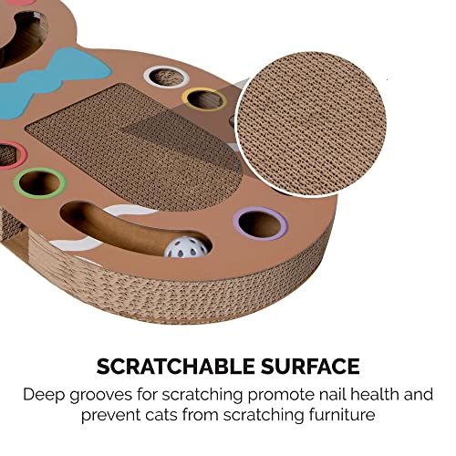 Image of Furhaven Pet Toy for Cats and Kittens - Giant Gingerbread Man Holiday Cat Scratcher Interactive Busy Box Toy with Catnip, Gingerbread Man Print, One Size