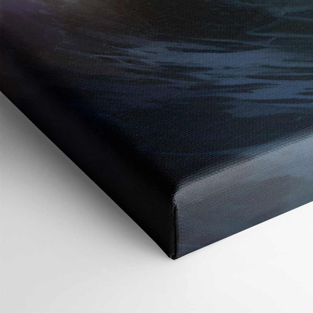 Canvas for Living room. Unleashing the Fury of the Sea - The Majestic Black Dragon Amidst Roaring Tides, 27 x 18 inch Canvas Wall Art - Ready to Hang