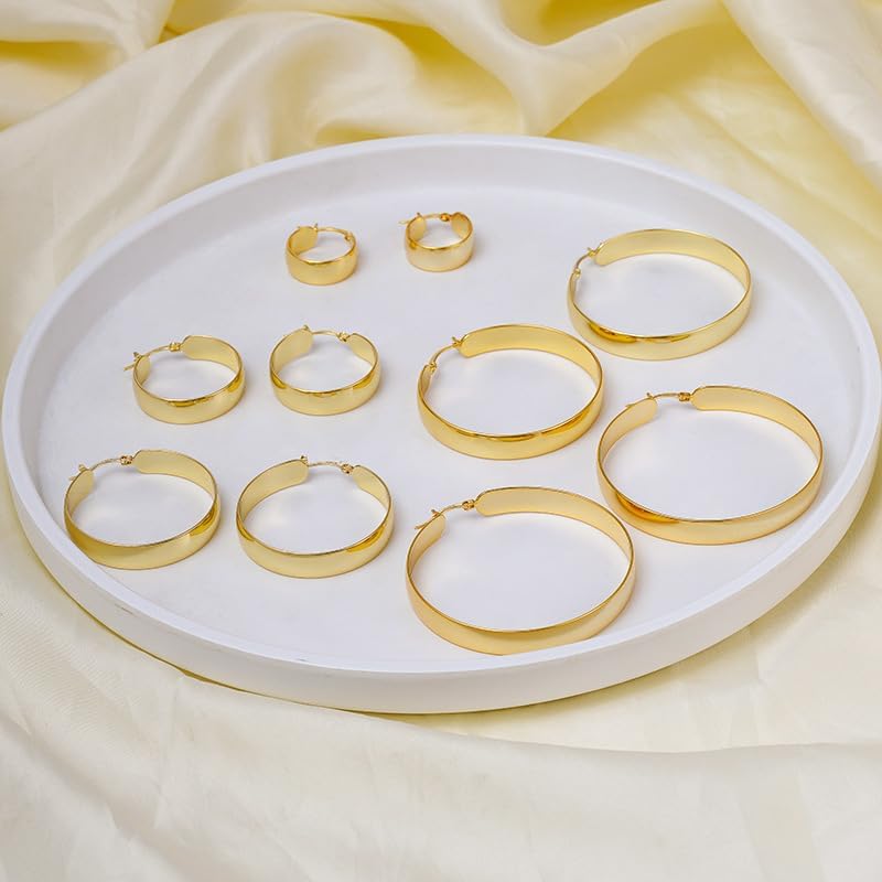 Chunky silver earrings For Women- Classical 8MM Wide 925 Sterling Silver Large Hoop Earrings 18K Gold Plated Big Hoops Earring for Sensitive Ears 20/30/40/50/60mm - Image 6