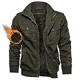 TACVASEN Men's Military Lightweight Jacket Army Cargo Windbreaker Zip Front Stand Collar Cotton Jackets with Multi Pockets Green 2XL