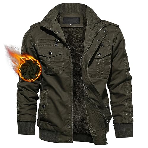 Image of TACVASEN Men's Lightweight Military Cotton Jacket Casual Windbreaker Coat | with zipper and hidden snap,stand collar,multi pockets,tactical m65 field cargo outerwear for winter & fall,utility windproof
