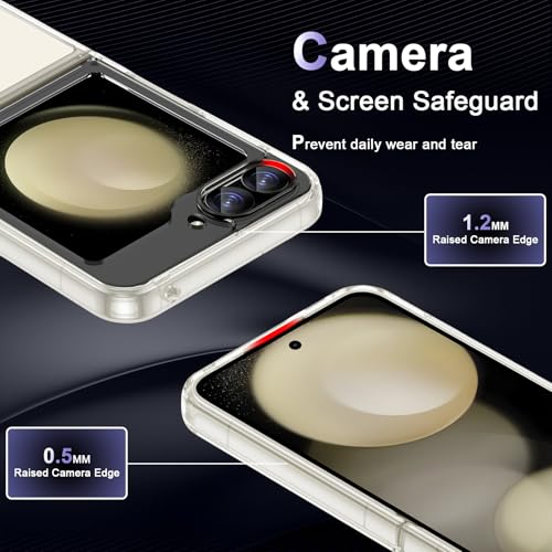 Image of Case for Samsung Galaxy Z Flip 5, Military Grade Drop Protection Phone Case, Yellowing Resistant, Anti-Scratch Hard PC Back, Shockproof Hard Ultra-Thin Protective Cover, Clear