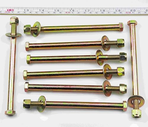 Image of 3 /8 inch x 6 inch Hex Head Bolt by Color Galvanization with Ny lon Lock nut and Large Size Washer Assortment Kit,Alloy Steel,Grade 5.(8pcs Pack),by Metalsuberg.