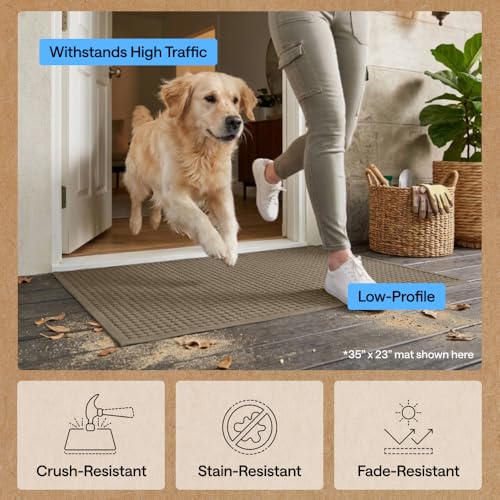 Image of GORILLA GRIP Ultra Absorbent Front Door Mat Outside Entrance, Traps Dirt and Moisture, HydroABSORB Indoor Outdoor Doormat Holds Up to 1.7 Cups Water, Stain and Fade Resistant Welcome Mat, 29x17 Beige