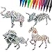 ISIYINER Regalo de Rompecabeza 3D DIY Arts Crafts Puzzles para Niños Juguetes Creativos 4 Piezas de Animales con 12 Rotuladores