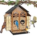 TayePin Bird Feeders for Outdoors Hanging, Metal Wild Bird Feeders with Double Suet Cage, 4LBS Large Capacity for Outside Garden Waterproof, ldeal Gifts for Birds Feeding Finch Cardinal, Brown